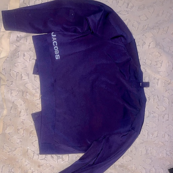 Marc Jacobs rib crewneck blue button up sweater long sleeves, fitted waistband - Picture 3 of 5